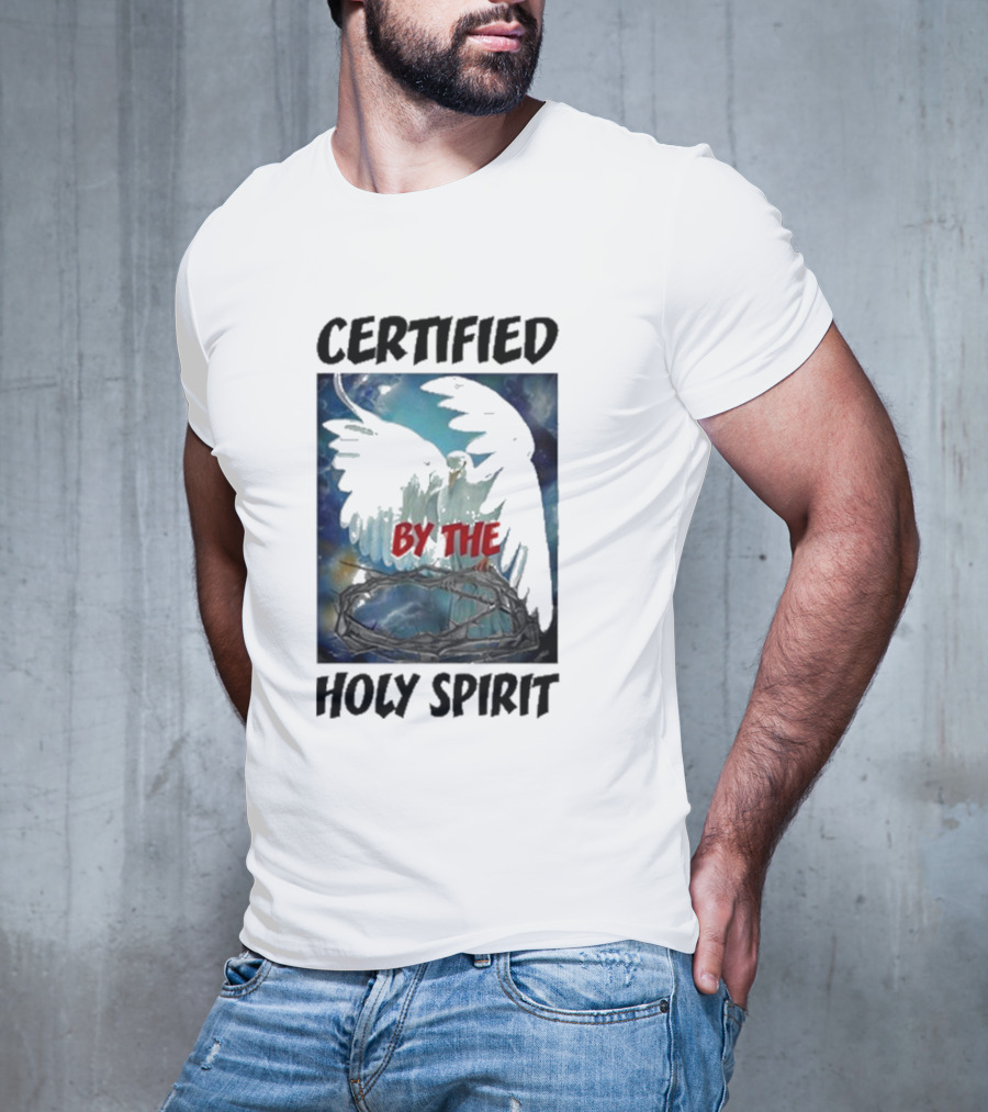 Certified By The Holy Spirit Angel Wings Cross Clouds T-Shirt