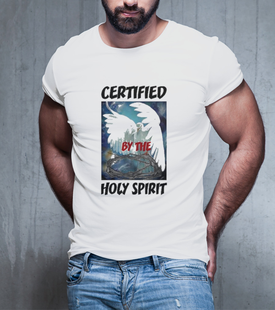 Certified By The Holy Spirit Angel Wings Cross Clouds T-Shirt