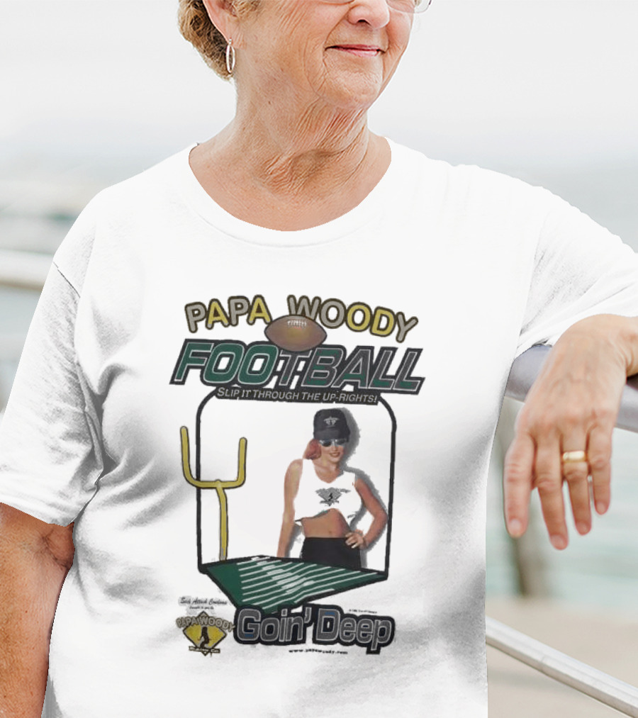 Papa Woody’s Football Goin’ Deep With Goalpost And Player T-Shirt