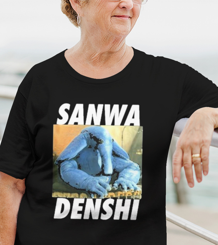SANWA DENSHI Blue Elephant Playing Keyboards T-Shirt