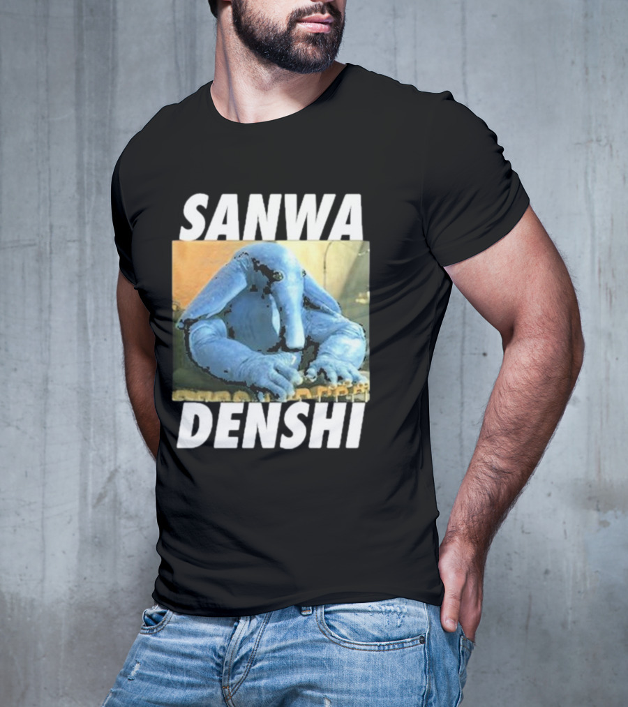 SANWA DENSHI Blue Elephant Playing Keyboards T-Shirt