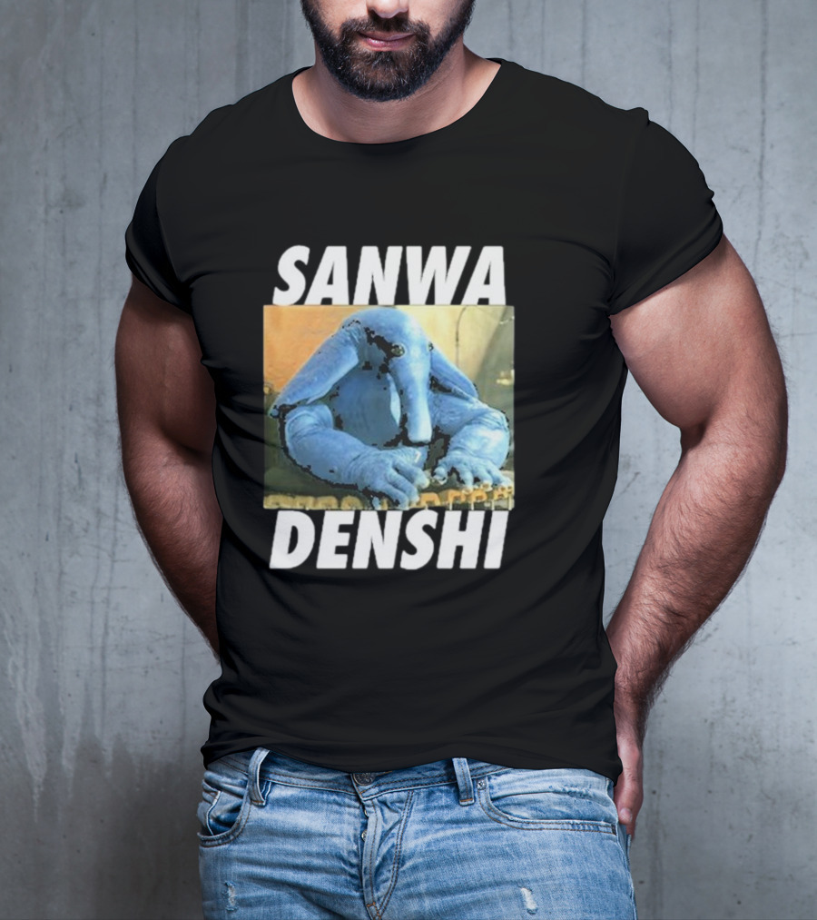 SANWA DENSHI Blue Elephant Playing Keyboards T-Shirt