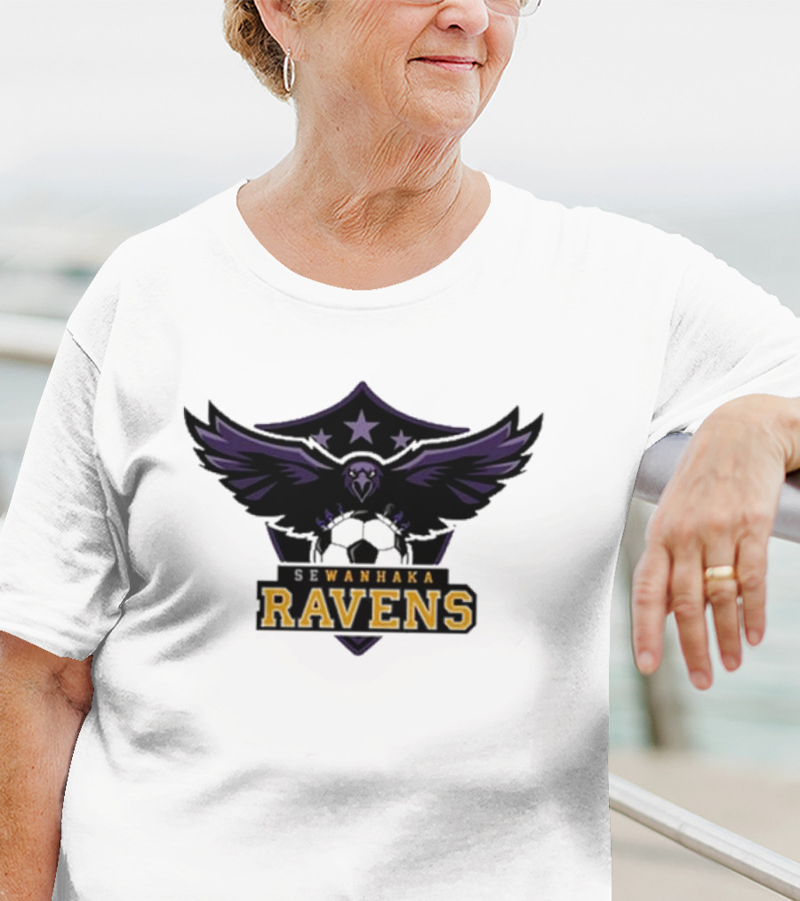 Sewanhaka Ravens Soccer Team Logo Emblem T-Shirt