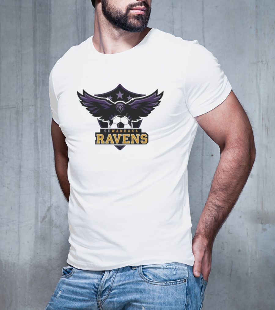 Sewanhaka Ravens Soccer Team Logo Emblem T-Shirt