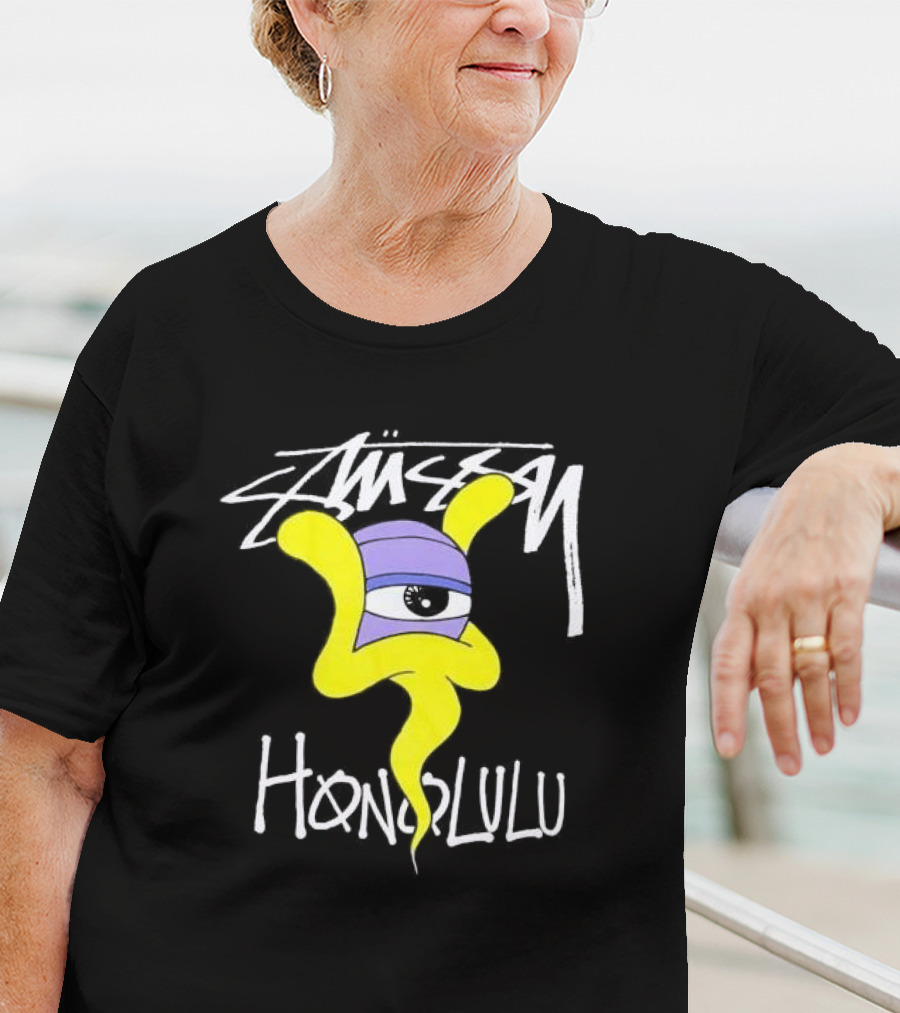 Stussy Honolulu Yellow Ghost Eye T-Shirt