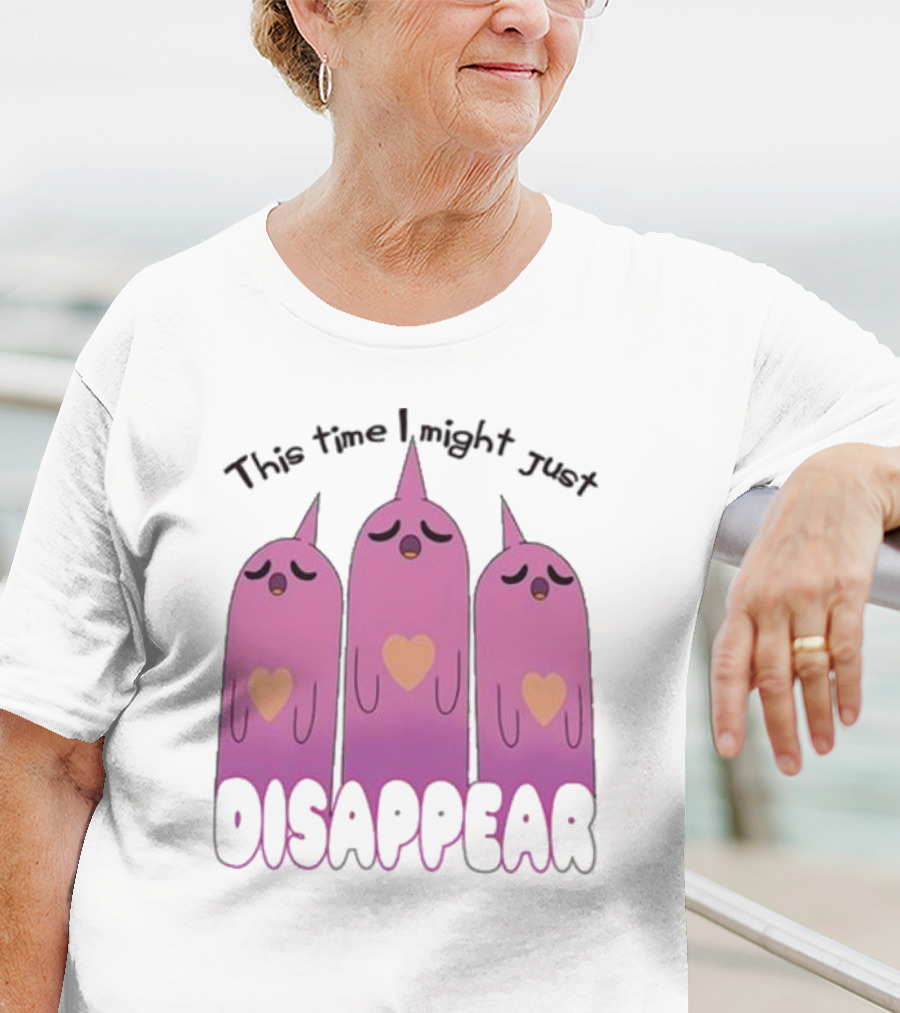 This Time I Might Just Disappear Pink Ghost Trio With Hearts T-Shirt