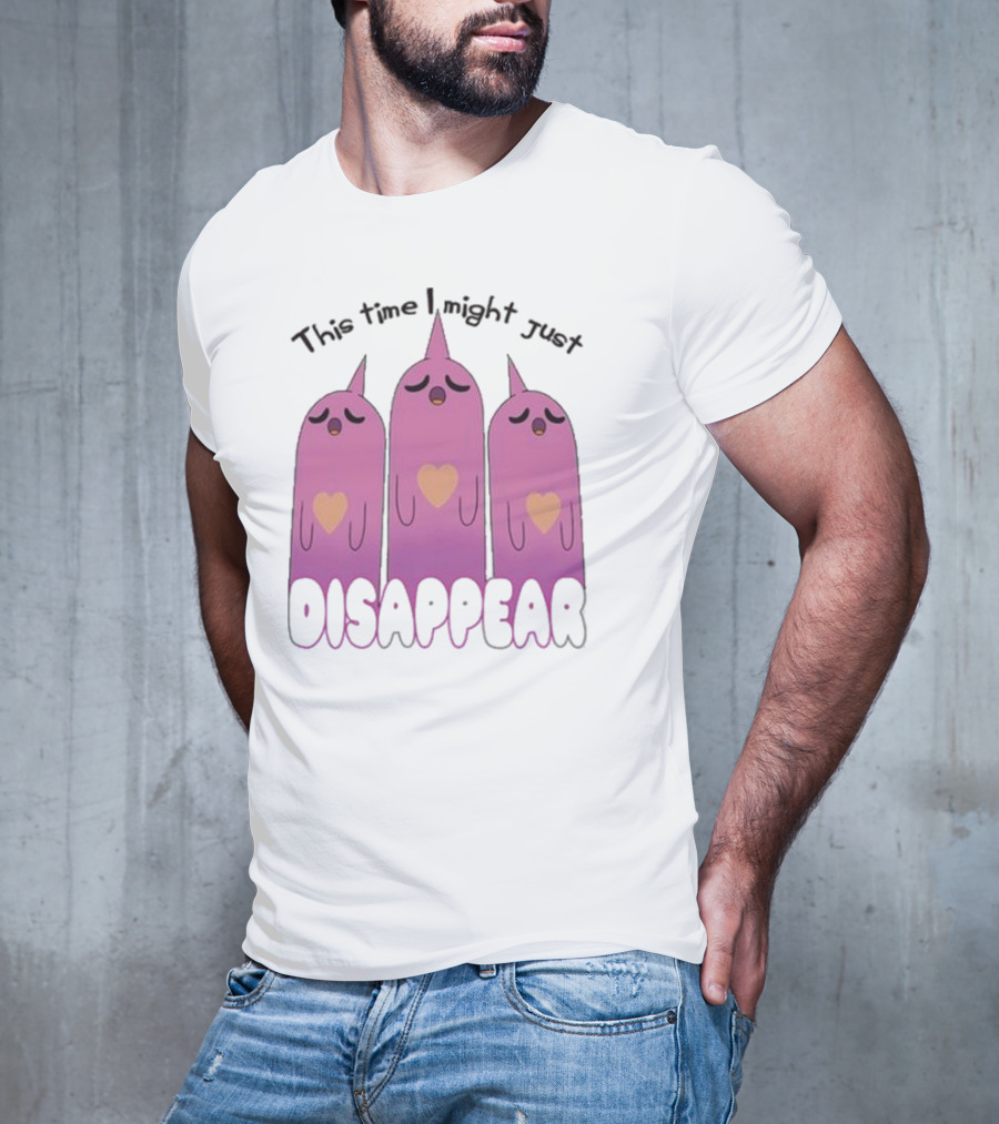 This Time I Might Just Disappear Pink Ghost Trio With Hearts T-Shirt