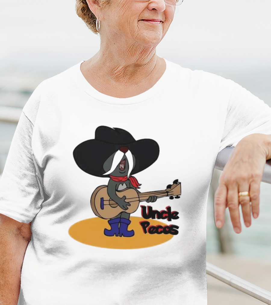 Tom And Jerry Uncle Pecos Playing Guitar With Big Black Hat And Red Scarf T-Shirt