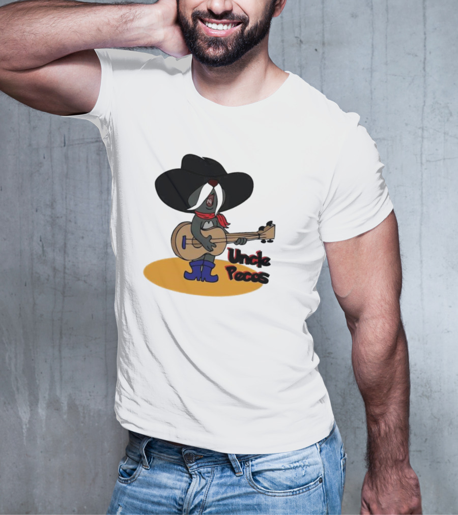 Tom And Jerry Uncle Pecos Playing Guitar With Big Black Hat And Red Scarf T-Shirt