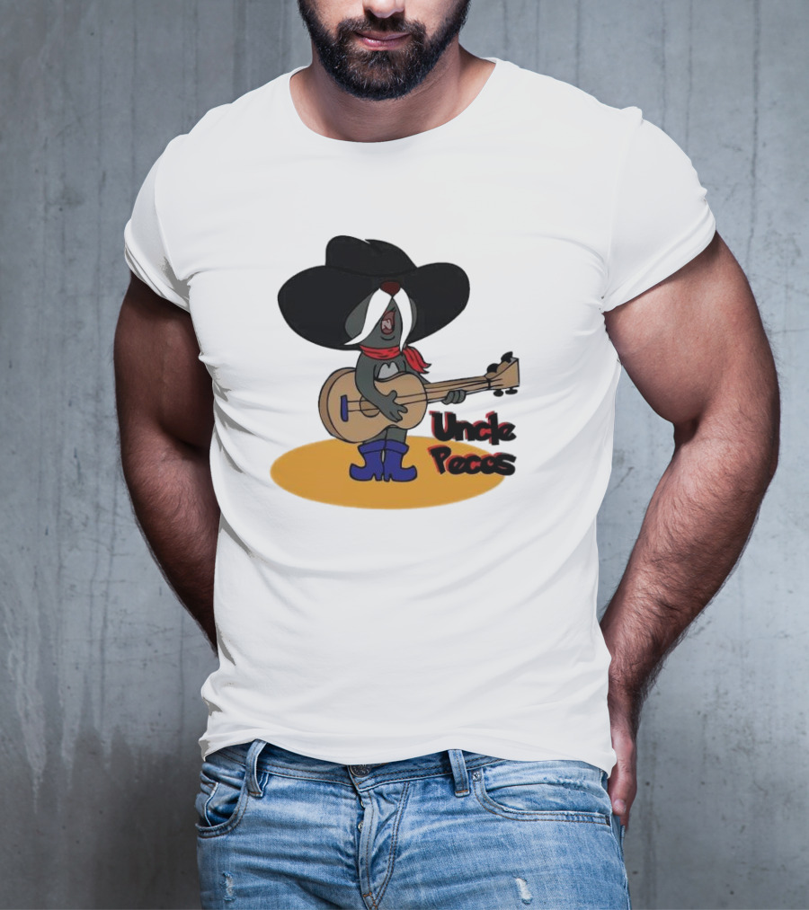 Tom And Jerry Uncle Pecos Playing Guitar With Big Black Hat And Red Scarf T-Shirt