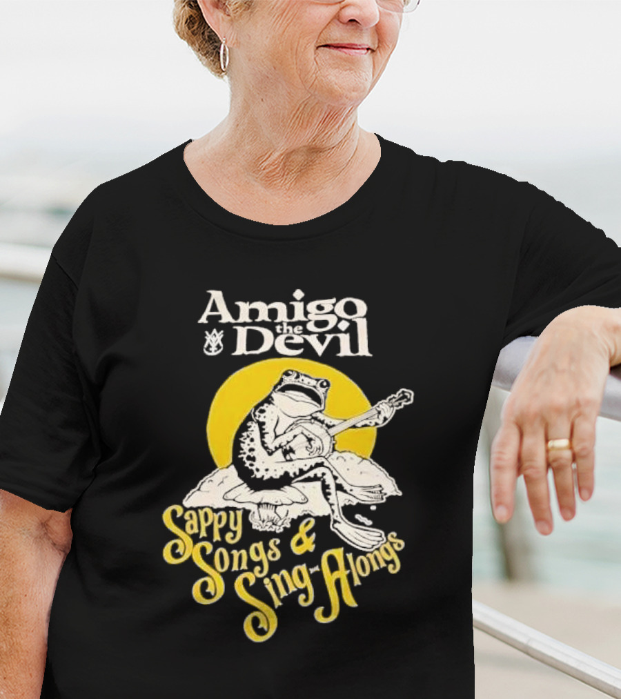 Amigo The Devil Sappy Songs And Sing Alongs Frog Playing Guitar T-Shirt