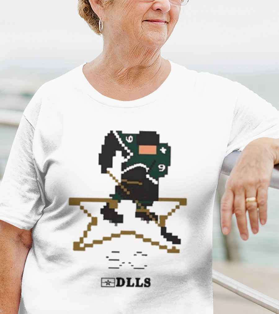 Dallas Stars DLLS 16 Bit Pixel Art Hockey Player T-Shirt