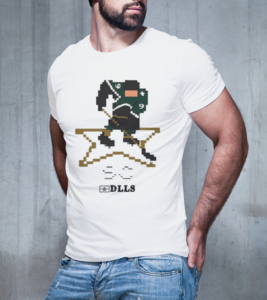 Dallas Stars DLLS 16 Bit Pixel Art Hockey Player T-Shirt