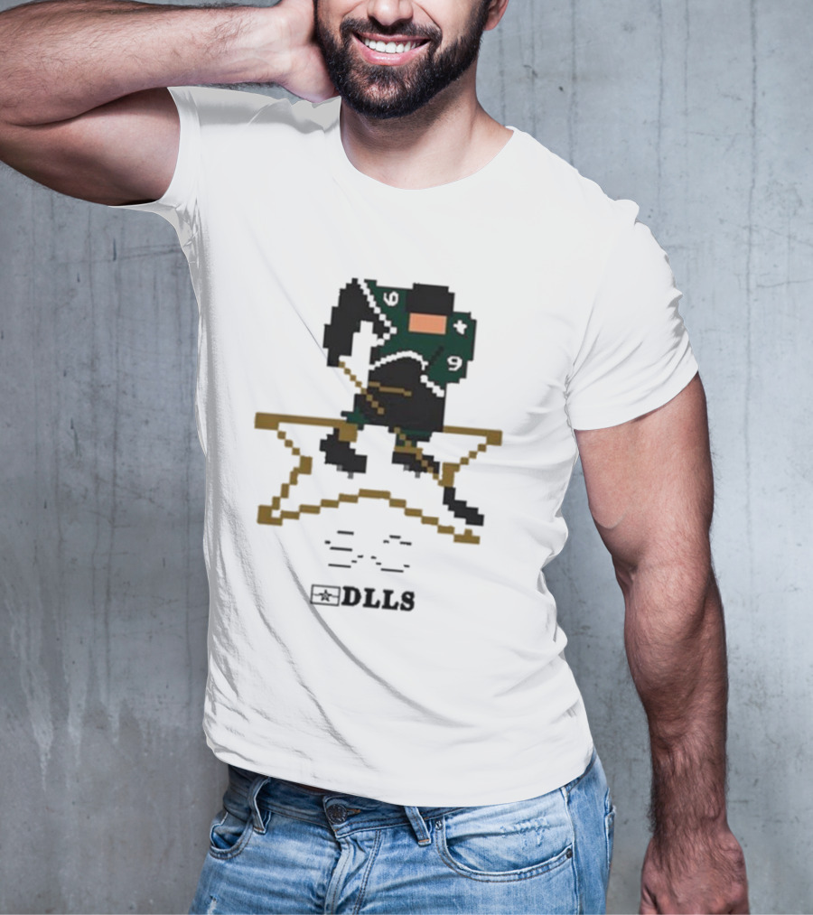 Dallas Stars DLLS 16 Bit Pixel Art Hockey Player T-Shirt