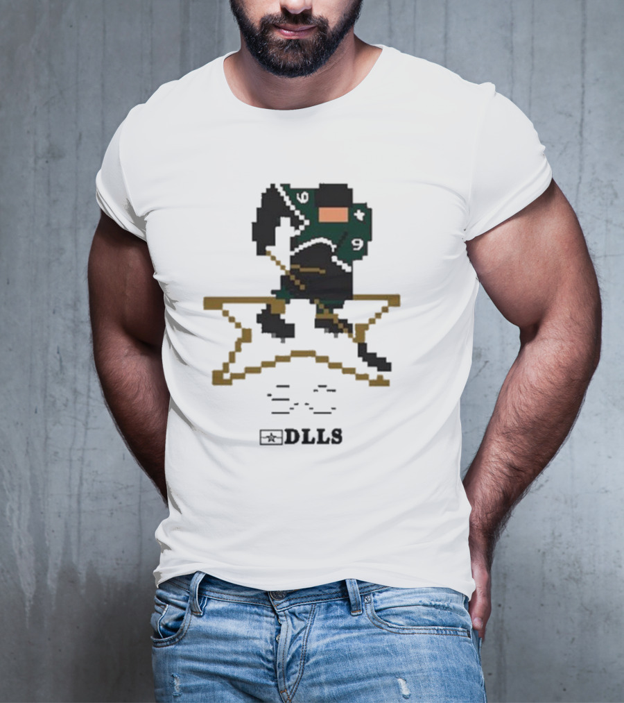Dallas Stars DLLS 16 Bit Pixel Art Hockey Player T-Shirt