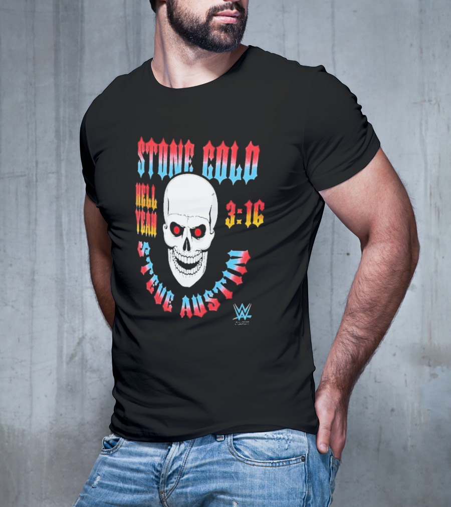 Stone Cold Steve Austin 3 16 Hell Yeah WWE Skull T-Shirt