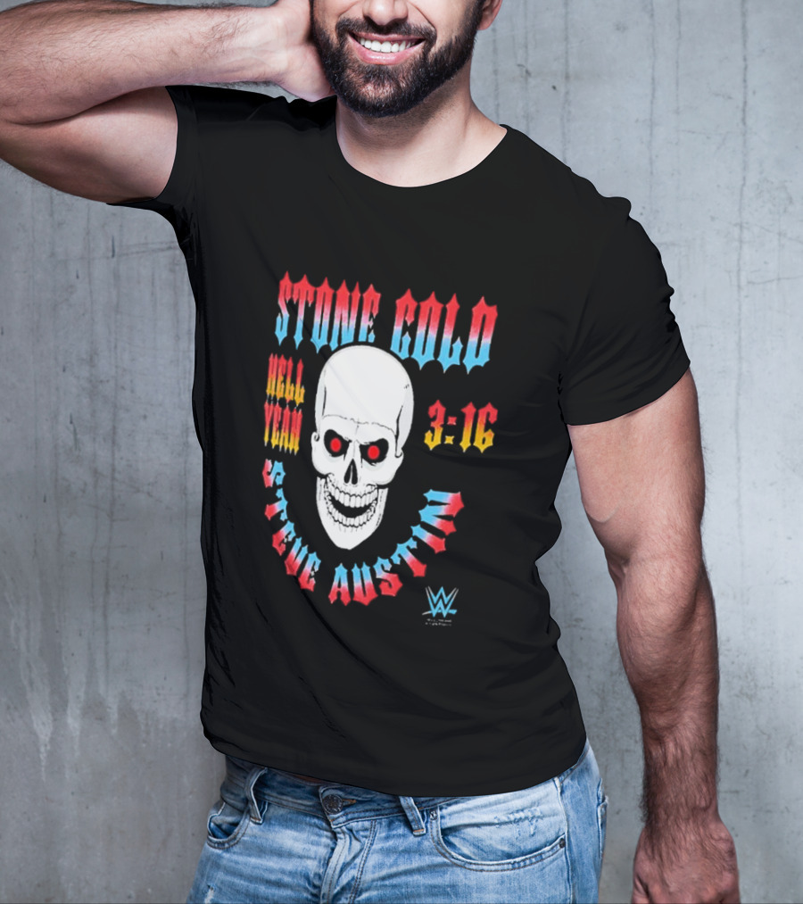 Stone Cold Steve Austin 3 16 Hell Yeah WWE Skull T-Shirt