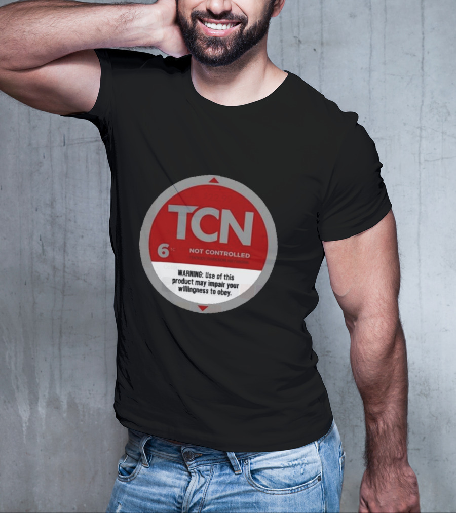 Tucker Carlson Network TCN Not Controlled Warning Label T-Shirt