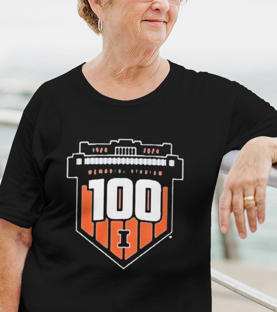 Illinois Fighting Illini 100 Years Memorial Stadium Badge T-Shirt