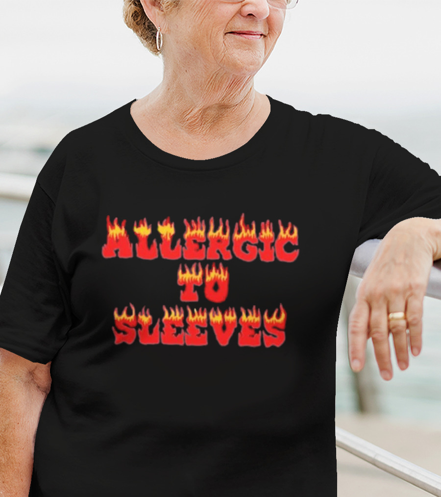 Allergic To Sleeves Oat Milk Lady Flame Text T-Shirt