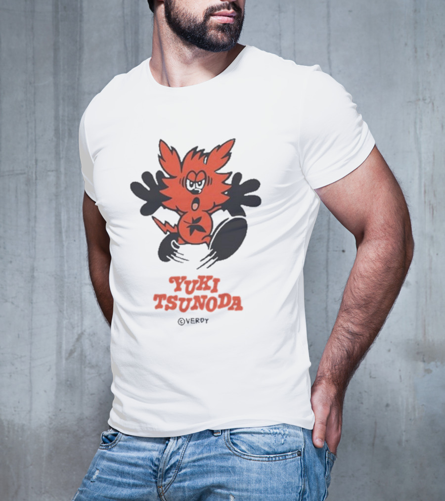 Yuki Tsunoda × Verdy Collaboration Black Tee With Red Cartoon Character T-Shirt