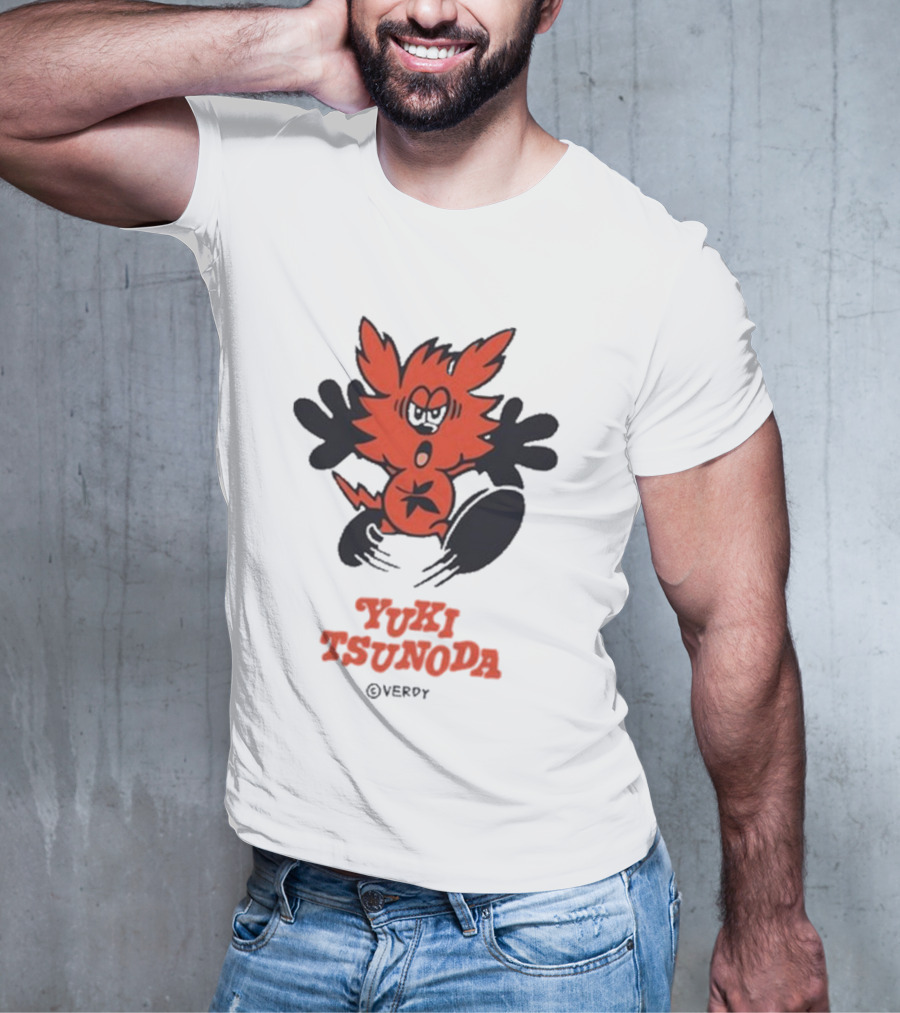 Yuki Tsunoda × Verdy Collaboration Black Tee With Red Cartoon Character T-Shirt