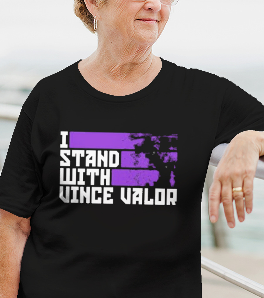 I Stand With Vince Valor Purple Distressed Flag T-Shirt