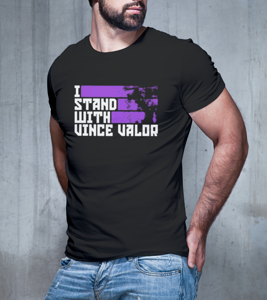 I Stand With Vince Valor Purple Distressed Flag T-Shirt