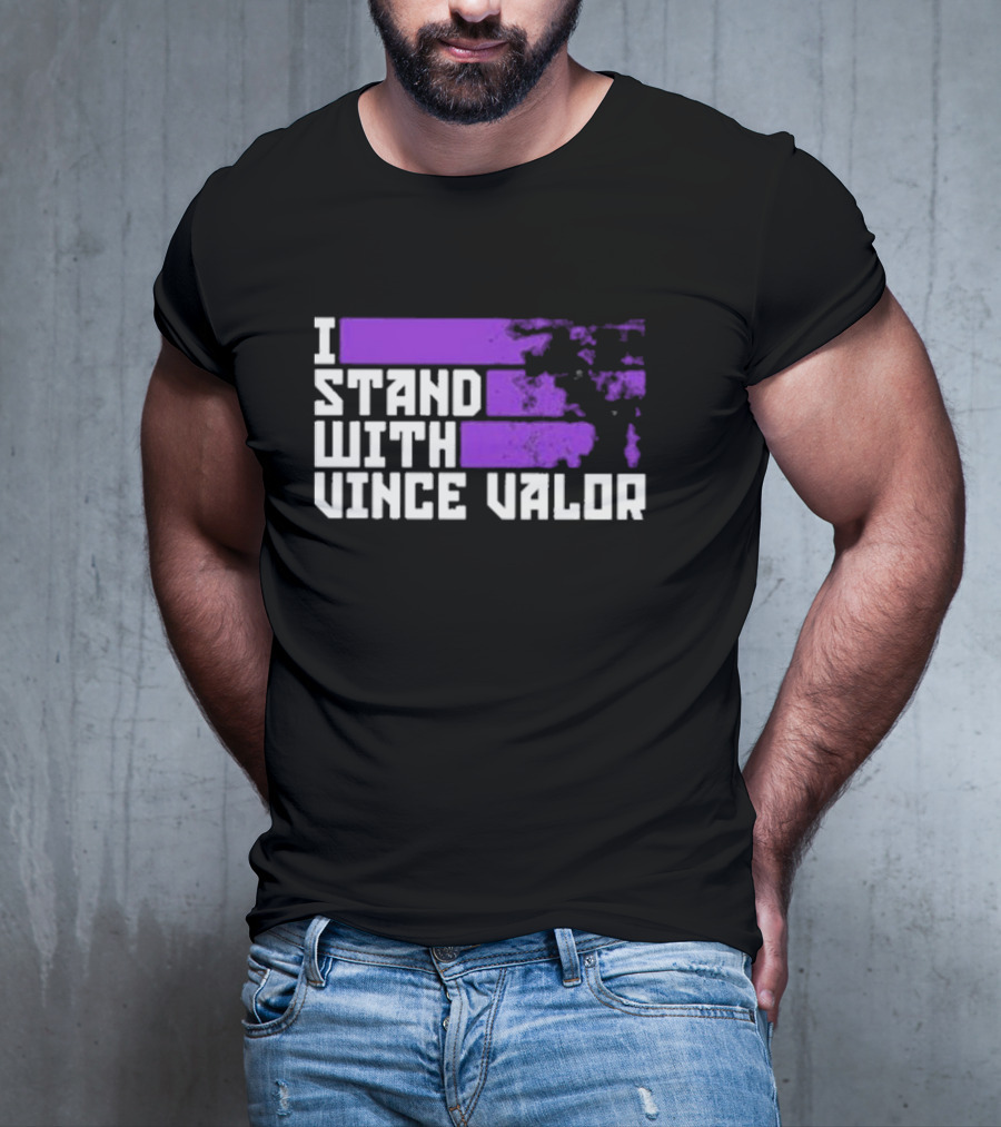I Stand With Vince Valor Purple Distressed Flag T-Shirt