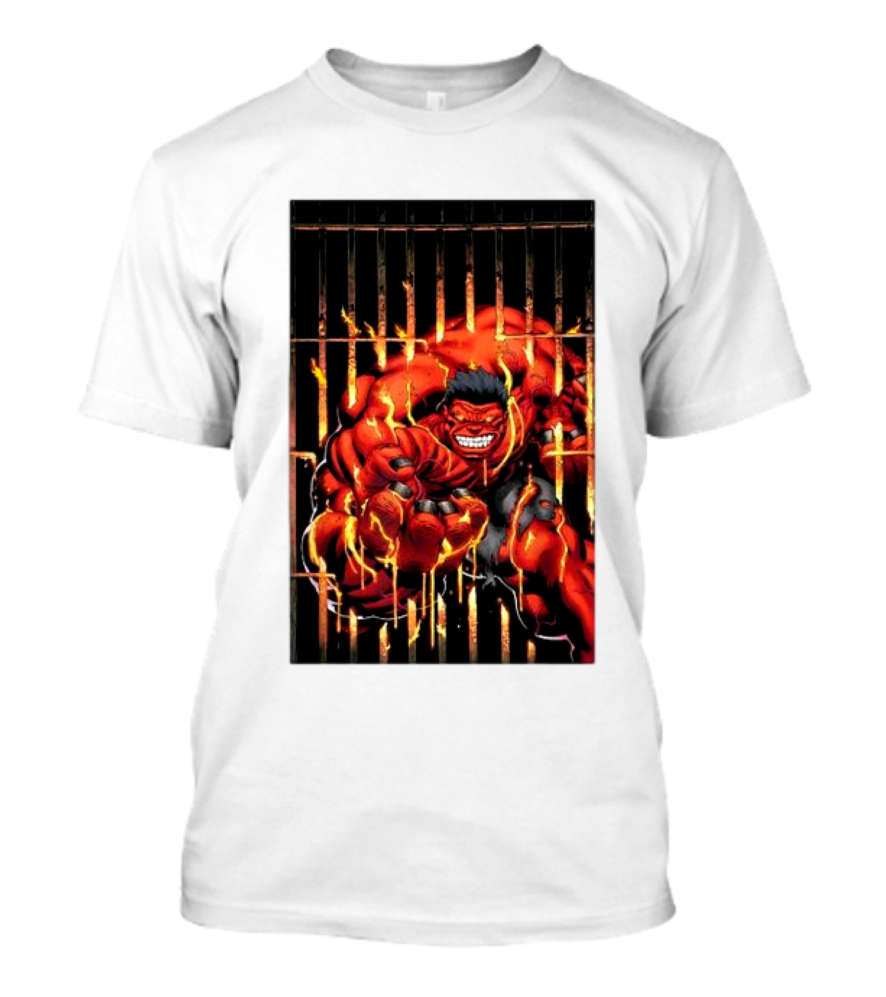 Marvel Red Hulk Escaping Fiery Cage T-Shirt