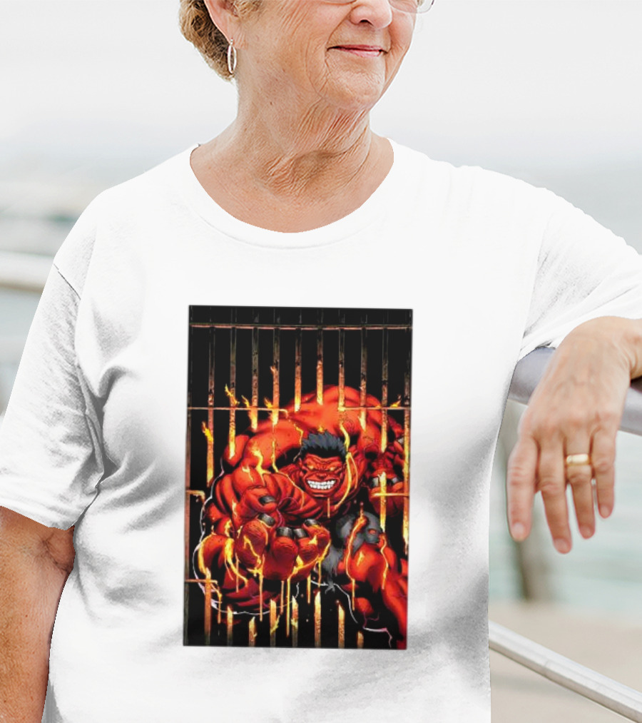 Marvel Red Hulk Escaping Fiery Cage T-Shirt