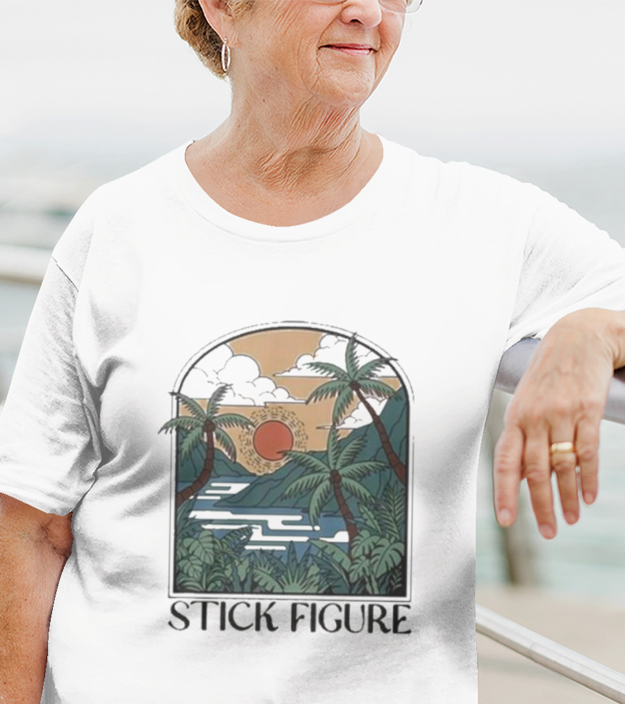 Stick Figure Tropical Sunset Paradise T-Shirt