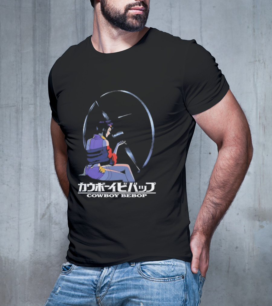 Cowboy Bebop Anime Character Sitting With Reflective Circular Background T-Shirt