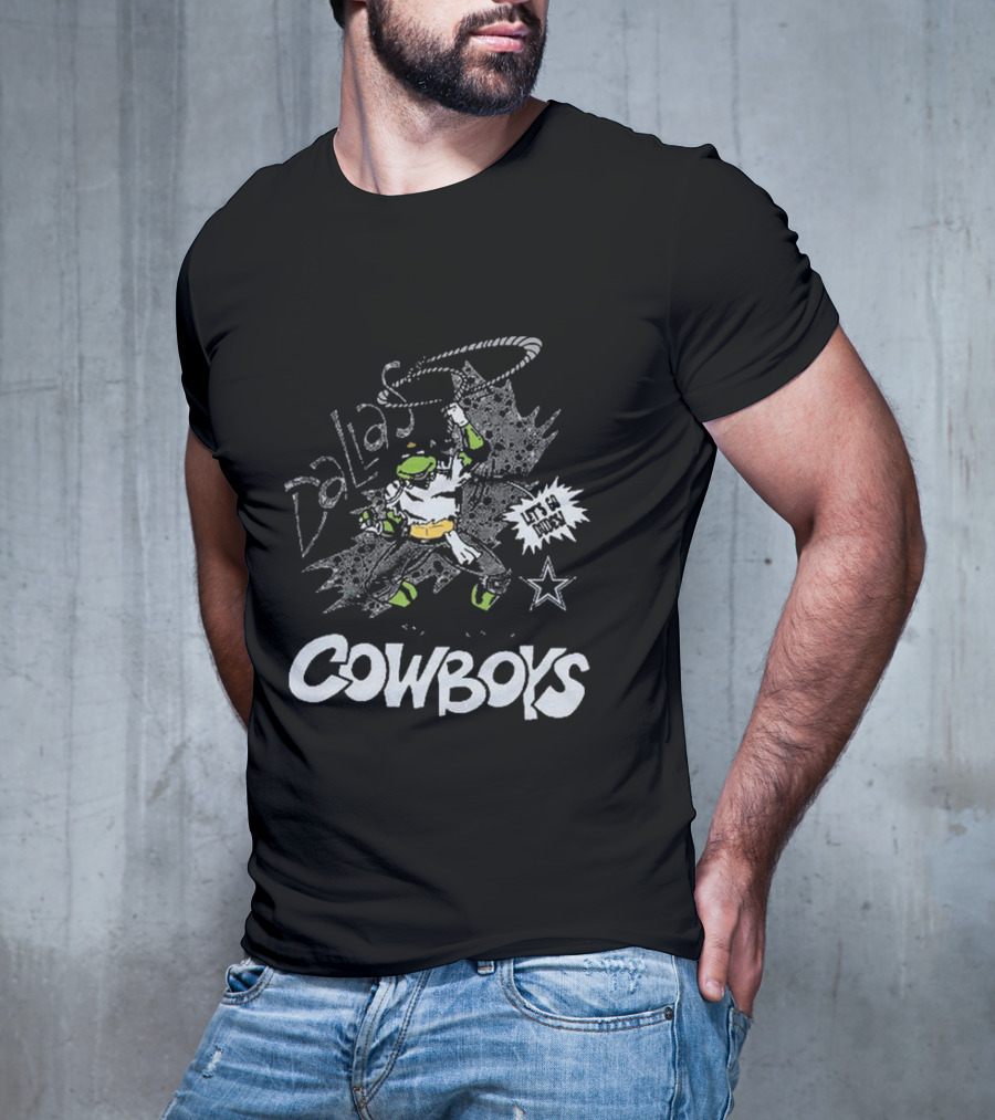 Dallas Cowboys TMNT Leonardo Let's Go Match Retro T-Shirt