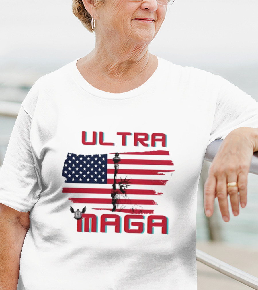 Ultra Maga American Flag With Statue Of Liberty And Eagle T-Shirt