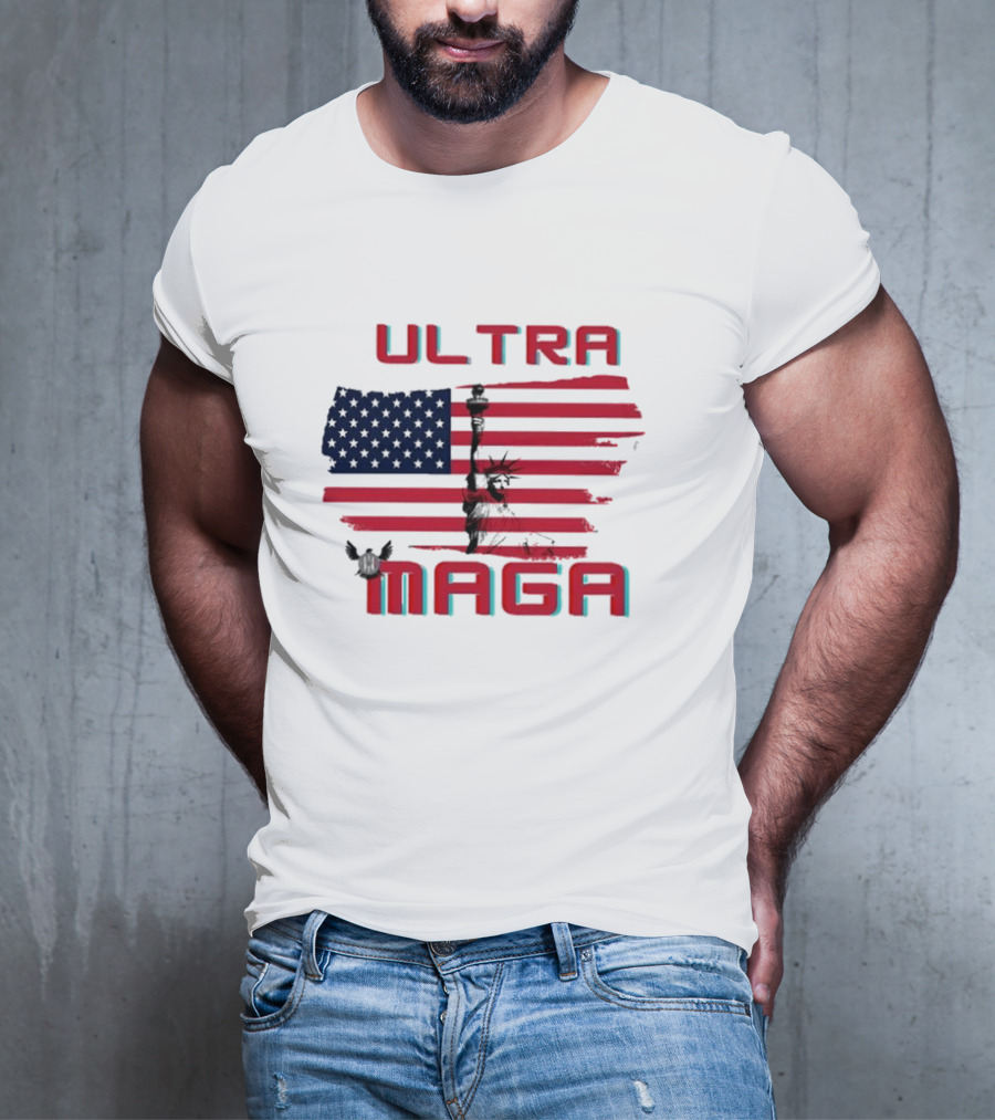 Ultra Maga American Flag With Statue Of Liberty And Eagle T-Shirt