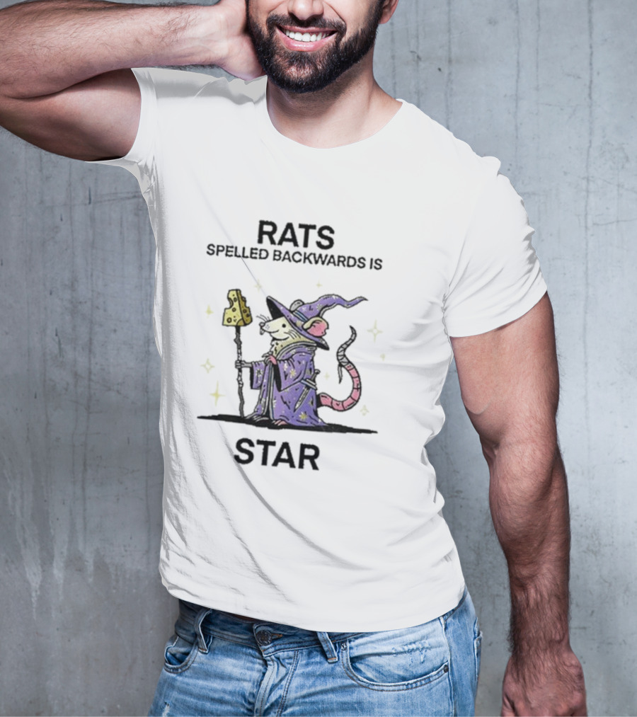 Rats Spelled Backwards Is Star Wizard Of Barge Cheese Staff Magical Rat T-Shirt