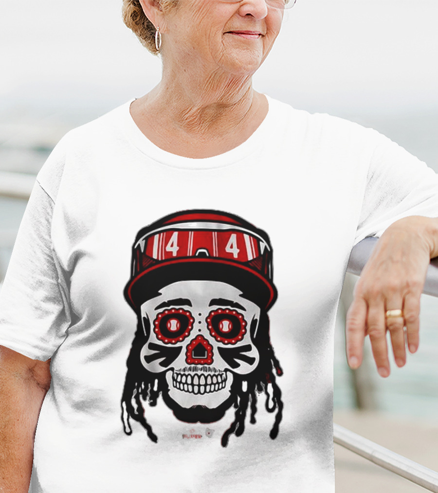 Elly De La Cruz Sugar Skull 44 Red Helmet T-Shirt