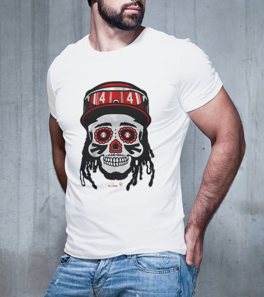 Elly De La Cruz Sugar Skull 44 Red Helmet T-Shirt