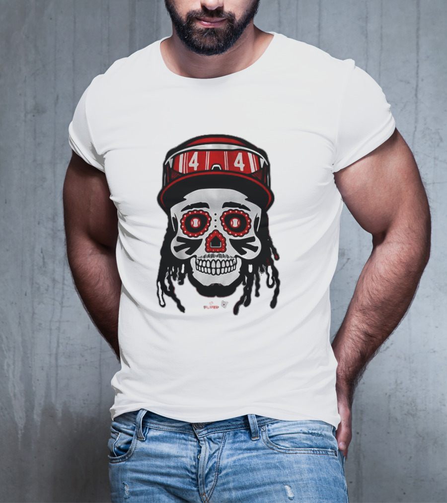 Elly De La Cruz Sugar Skull 44 Red Helmet T-Shirt