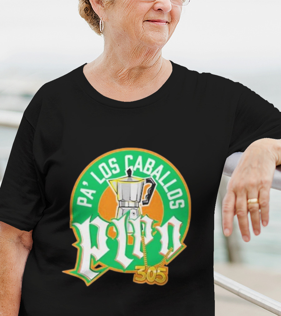 Lebatardaf Pipo Cafecito Pa’ Los Caballos 305 Moka Pot Logo Iconic Miami Culture T-Shirt
