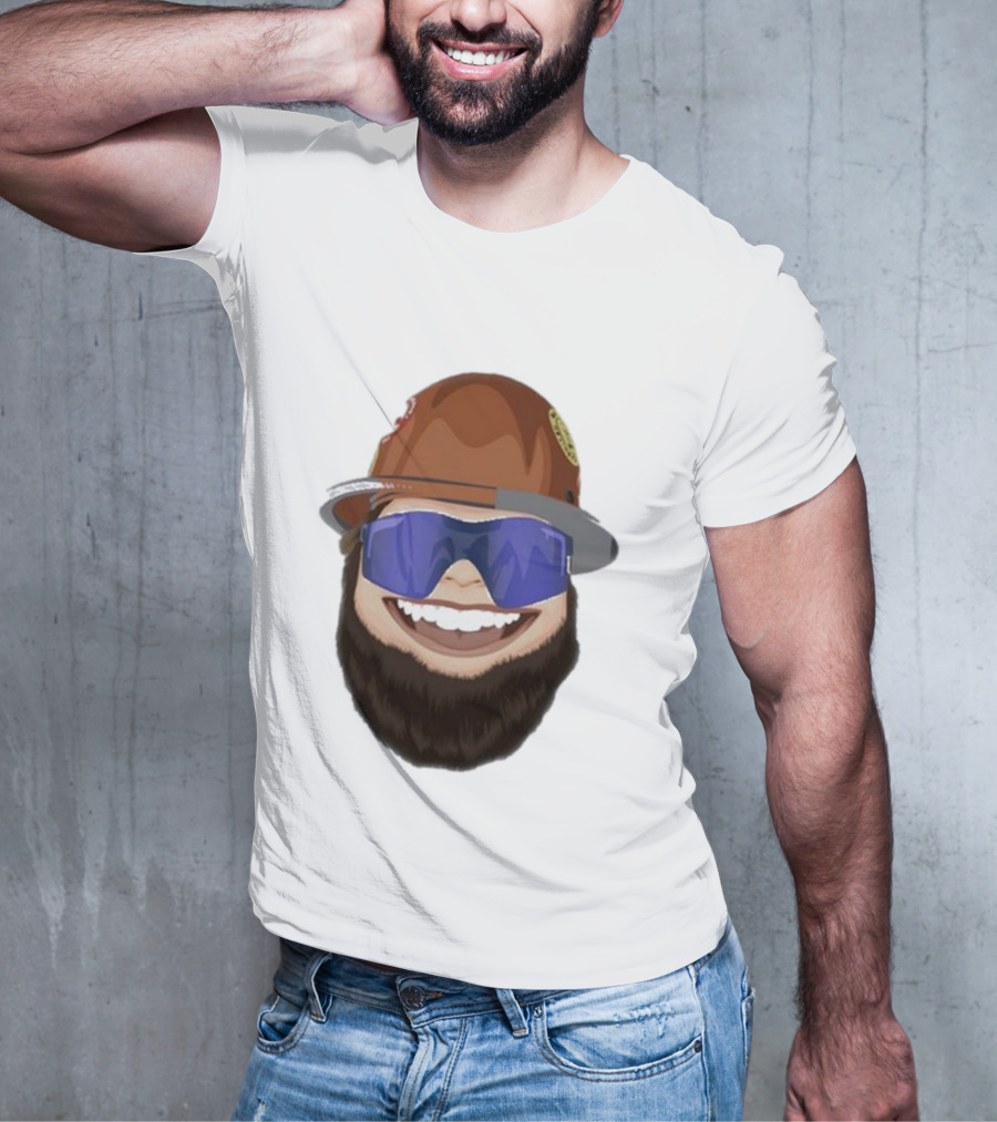 Ricky And The Boss Bearded Smiling Face With Sunglasses And Hard Hat T-Shirt