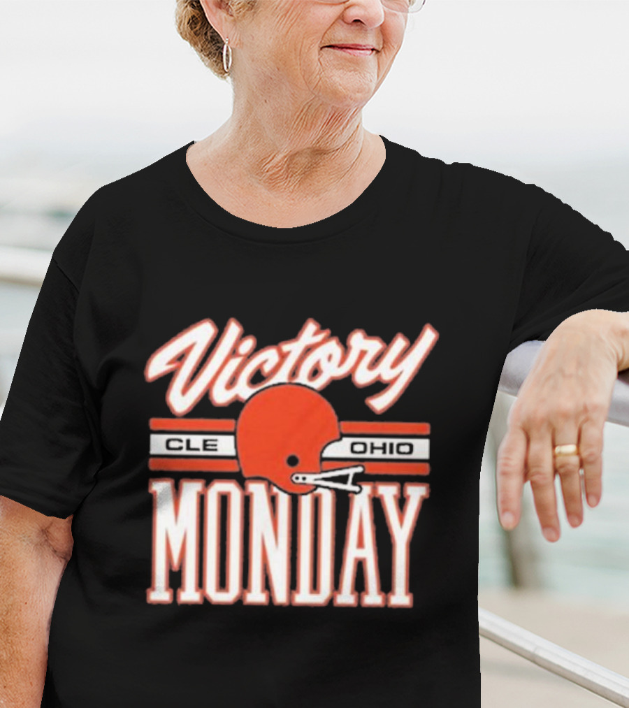 Victory Monday Cle Ohio Football Helmet T-Shirt