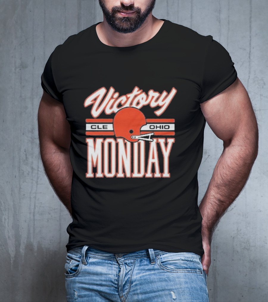 Victory Monday Cle Ohio Football Helmet T-Shirt
