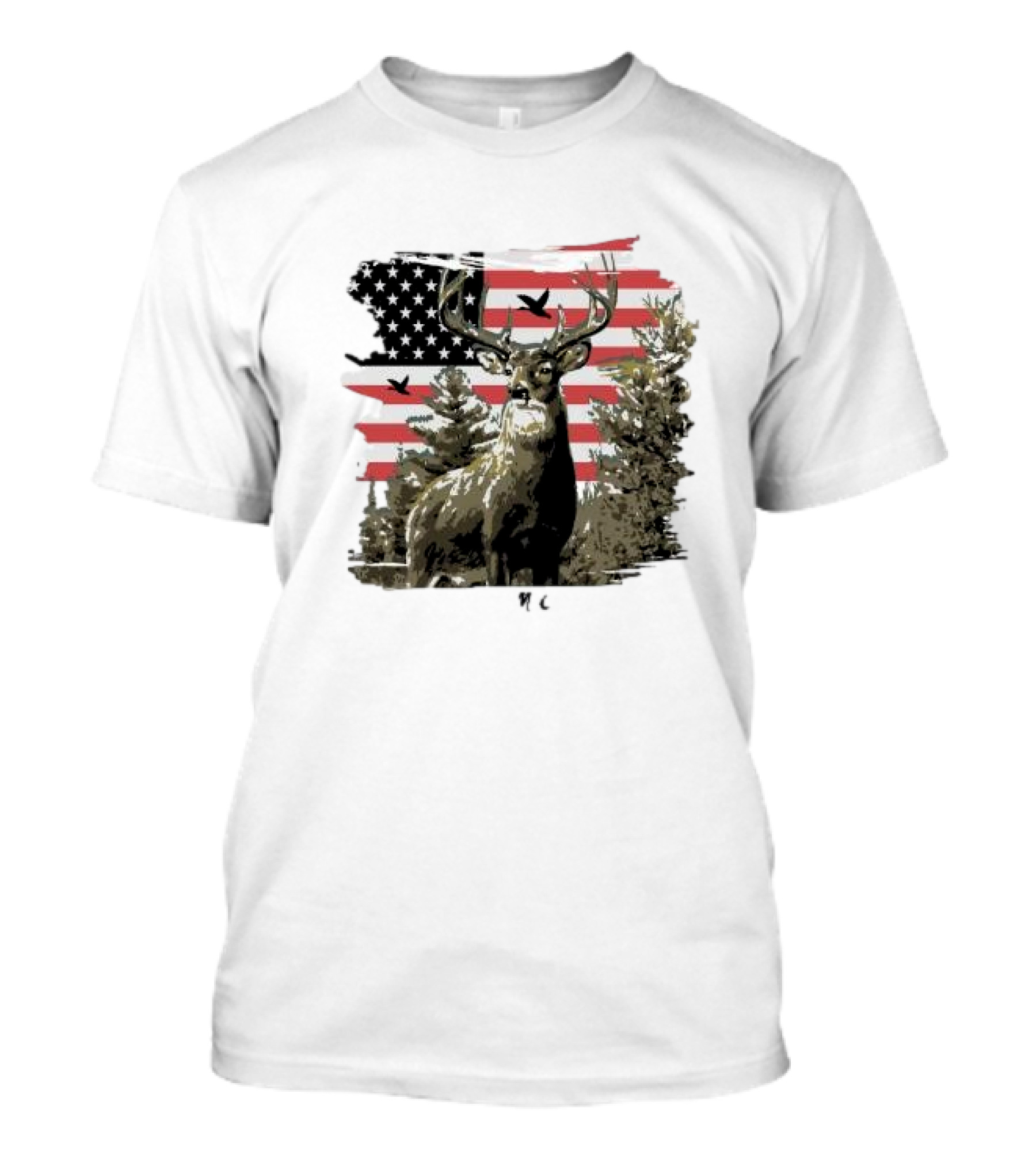American Buck Cardin Mccoy Deer Forest Flag Scene T-Shirt