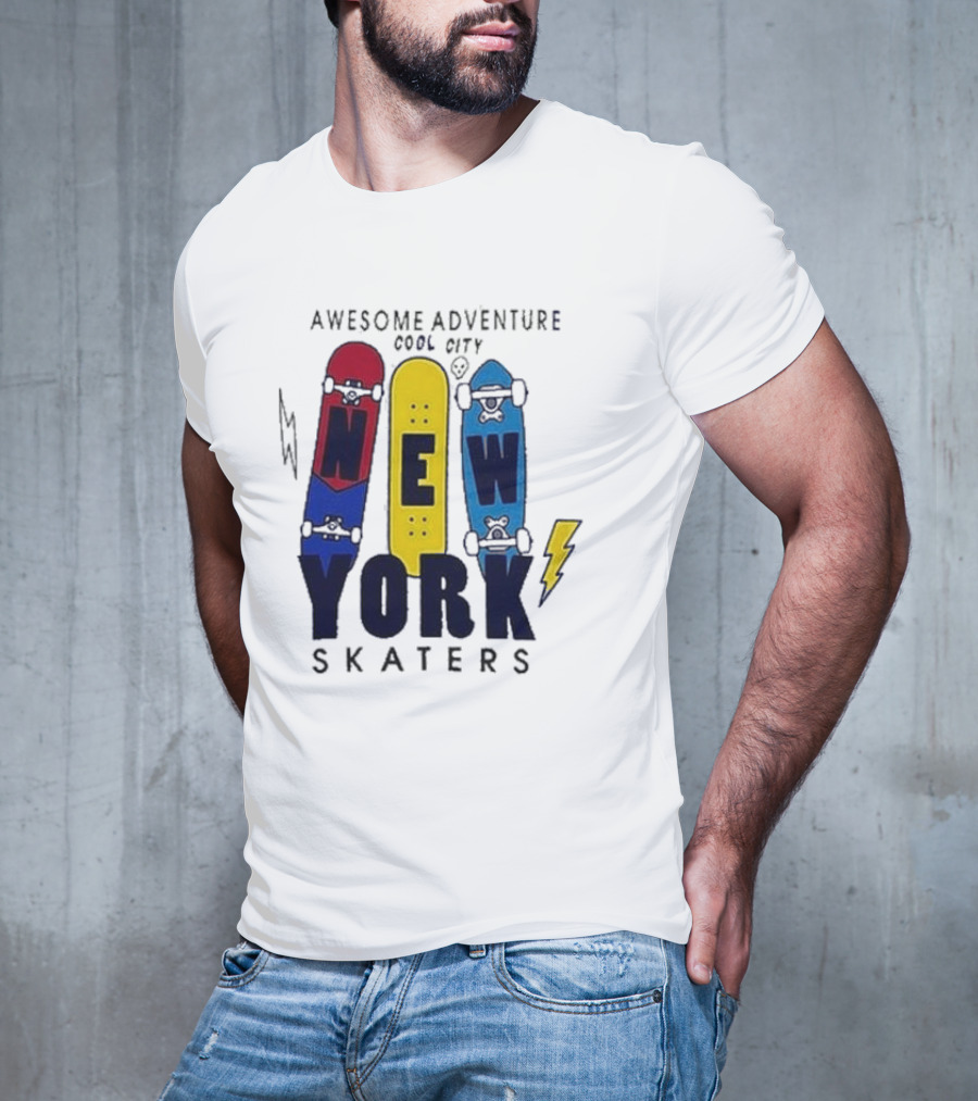 Awesome Adventure New York Skaters Cool City Lightning T-Shirt