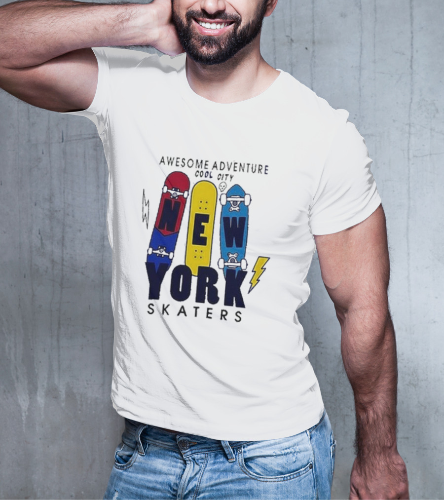 Awesome Adventure New York Skaters Cool City Lightning T-Shirt