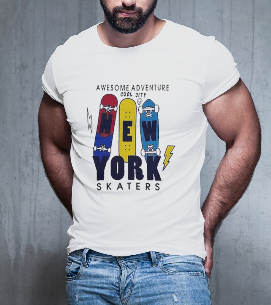 Awesome Adventure New York Skaters Cool City Lightning T-Shirt