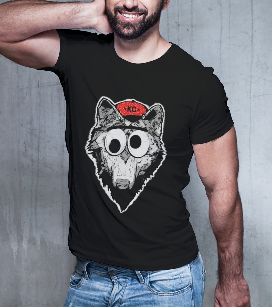 KC Kansas City Wolf Pack Wolves Googly Eyes Red Hat T-Shirt