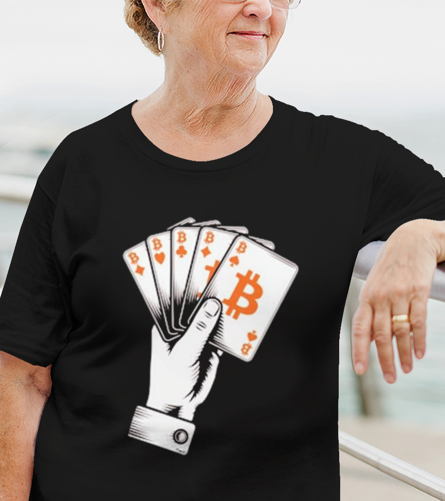 Bitcoin Royal Flush Playing Cards T-Shirt